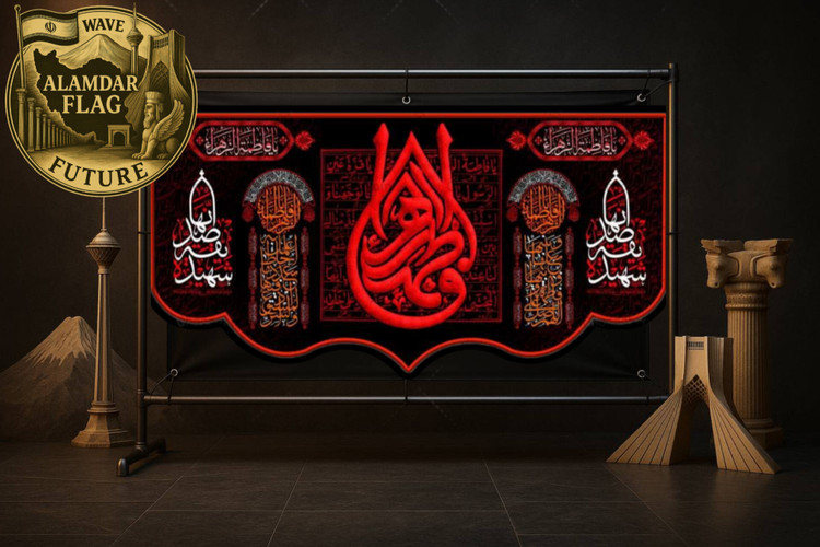 تولید انواع کتیبه و پرچم ایام فاطمیه | کد 2067 | چاپ روی پارچه مخمل و ساتن | شرکت علمدار